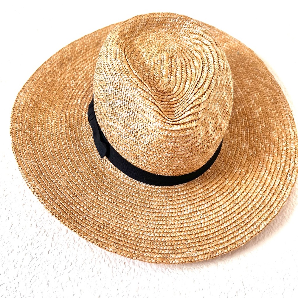 Ace of Something Women’s Wide Brim Straw Sun Hat with Black Ribbon